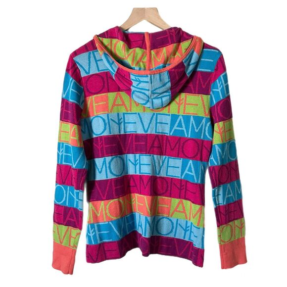 Neve Amo Colorful Cotton Wool Blend Zip Up Hoodie Ski Sweater Jacket Size Medium - Picture 3 of 5